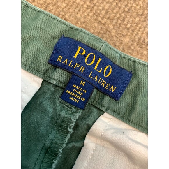 Polo Ralph Lauren Shorts Boys 14 Flat Front Chino Green Pre-Washed Cotton Twill - Picture 7 of 9